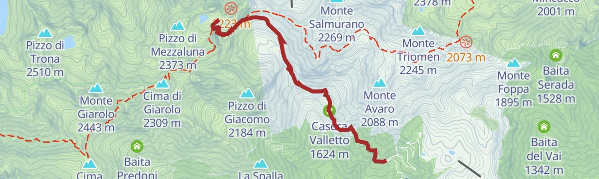 Route map: Da Cusio al Rifugio Benigni